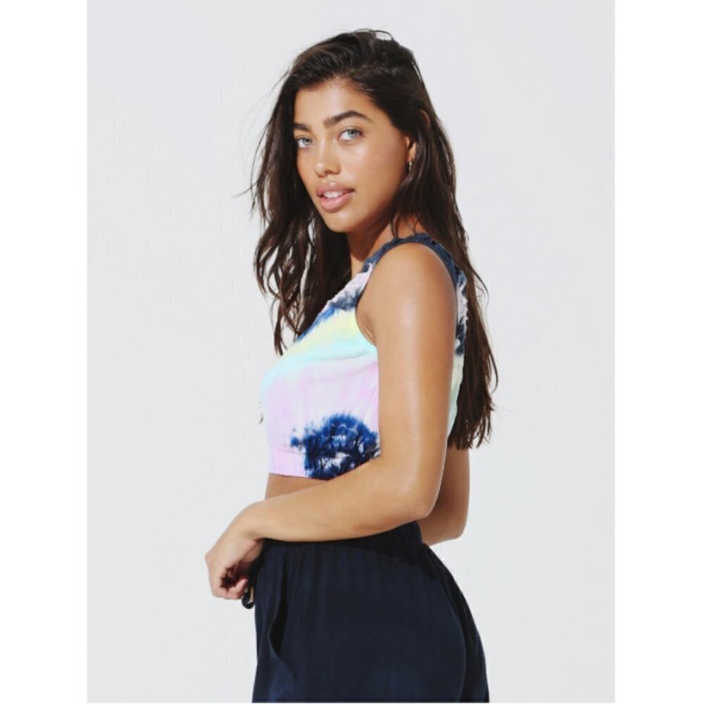 💕ELECTRIC & ROSE💕 Linda Crop Top ~ Onyx Lavender Glow Tie Dye Pattern XS NWT - Picture 4 of 14